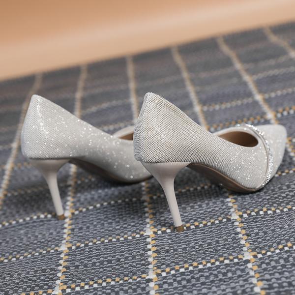 Shiny Luxury High Heels Shoes Rhinestone Business Lager Size Ladies Summer Wedding