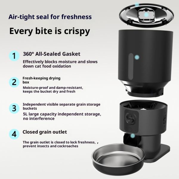 Intelligent Eco-Friendly Stainless Steel Plastic Pet Feeder Automatic Cat Dog Food Dispenser Timed Remote Voice Video Charge