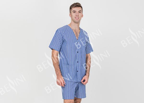 Comfy Mens Shorts Sleepwear V Neck , Anti Shrink Summer Mens T Shirt Pyjamas