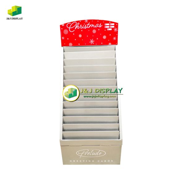 CMYK Color Knock Down Stand Corrugated Paper Floor Display For Presentations