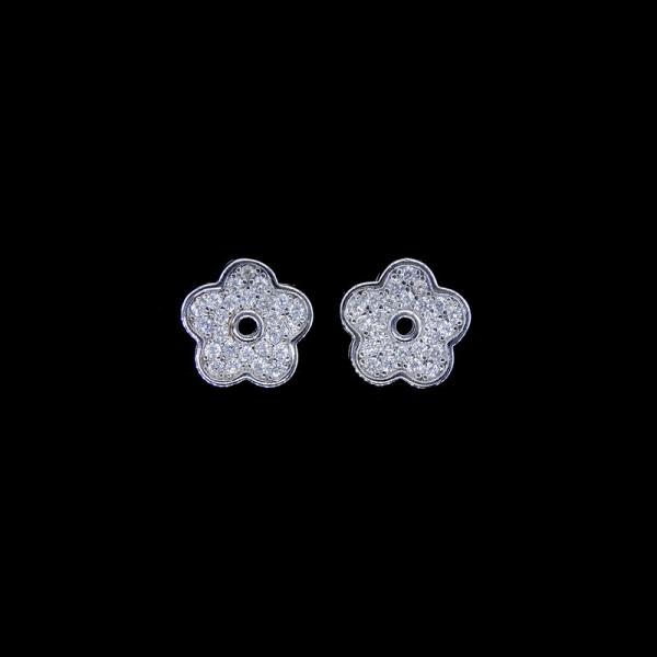 Personalized Silver Cubic Zirconia Earrings , Zircon Copper Flower Charm Cute Stud Earrings For Women