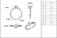 Main Stone Round Pattern Cut 9k Moissanite 925 Silver Women Ring