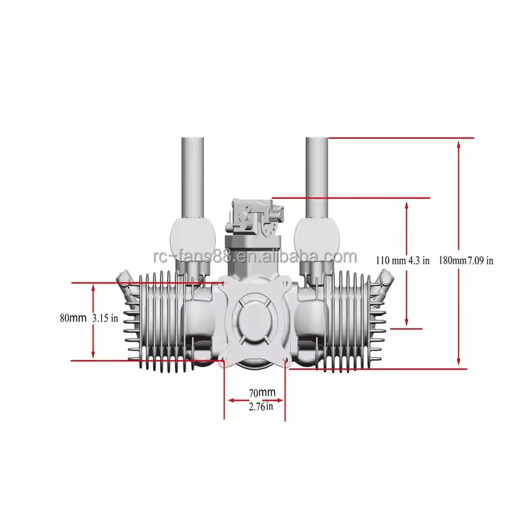 Rcgf Stinger 125cc Twin 2 Cycle 2 Stroke Piston Type Gasoline Engine For Fpv Rc Uav Airplane Fixed-Wing Drone