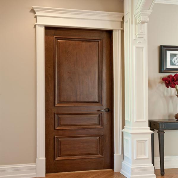 Anti Deformation Exterior Wood Doors With Glass , Simple Main Door Designs For Home