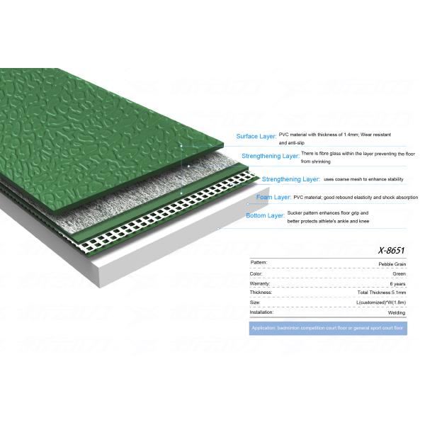 Винил ПВК спортзала баскетбольной площадки штранг-прессования справляясь Кристл 4,5/7,0 мм толщины