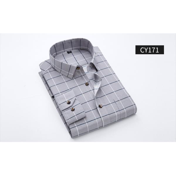 Men's Slim Plaid Printed Long-Sleeved Shirt 100% Polyester Fabric Type and Zipper Closure