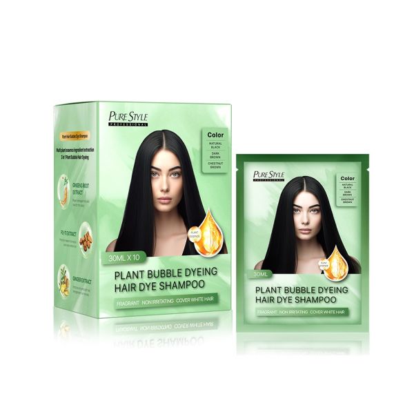 Plant Hair Dye Shampoo Fast Gray Coverage Bubble Color for Home OEM Available