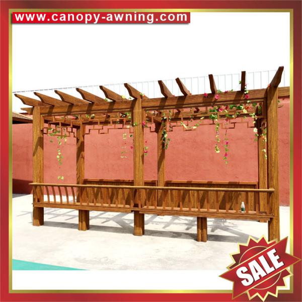 public outdoor garden park rest wood style aluminium aluminum metal grape trellis Pergola vine grids sunshade shelter