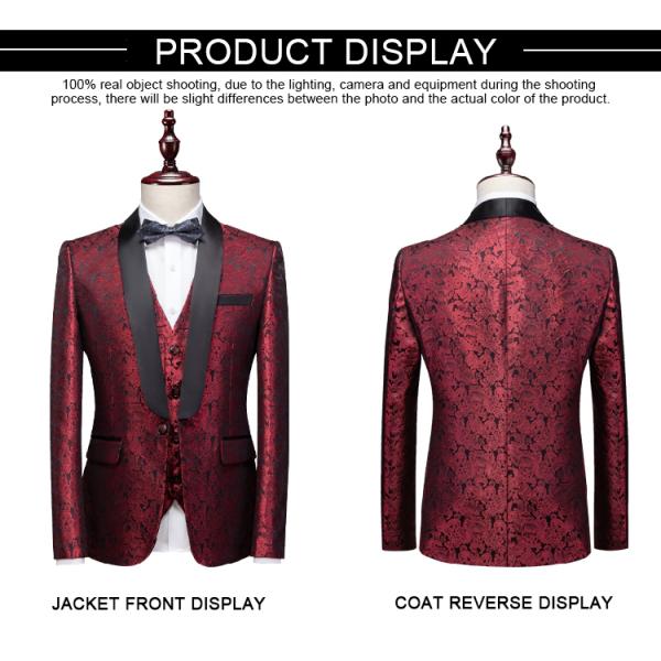 Customizable Red Men's Suit with Silk screen Printing Methods and Slim Fit Gender Men