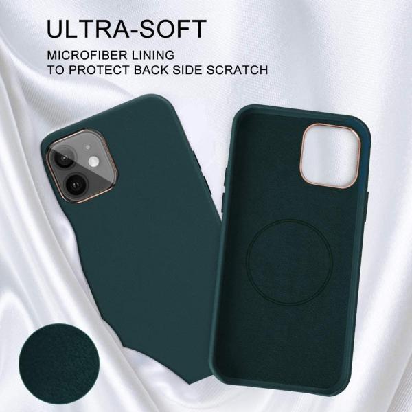 Full Protective Liquid Silicone iPhone 12 Case Built in Magnetic Ring (Supports MagSafe Wireless Charging) (Green)