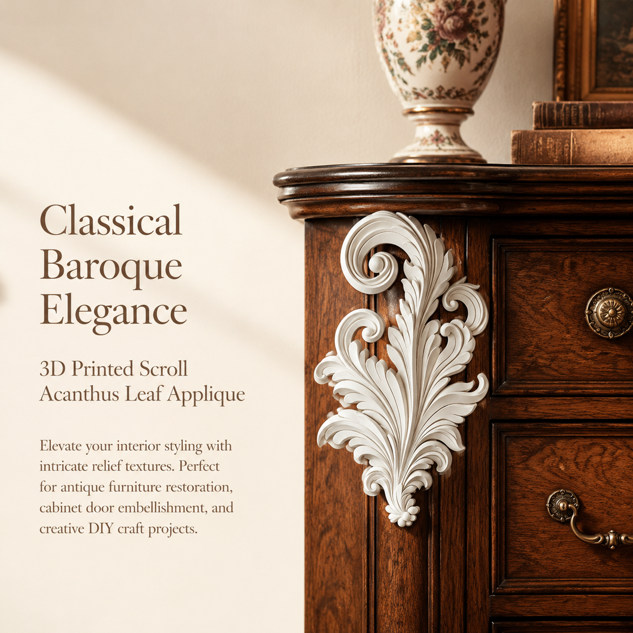 Baroque Acanthus Leaf Sculpture Decorative Furniture 3d Sculpting For 3d Printing