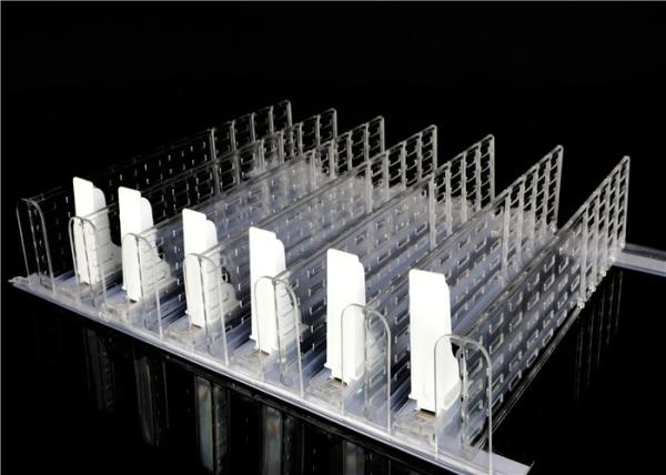 Supermarket Single Lane 660mm Plastic Shelf Spacers Hanging Product Wire Pusher