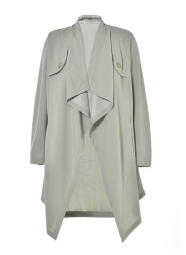 Knitted Plus Size Womens Casual Cardigan With Long Frill And Buttons Decoration