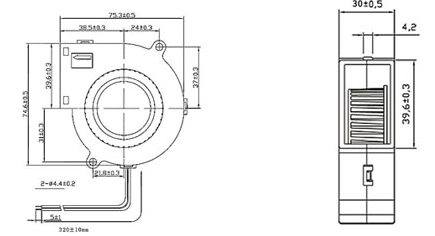 75x75x30mm IP68 Waterproof Blower Fan Moistureproof With DC Brushless Motor