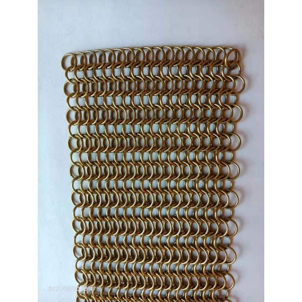 Copper Color Chainmail 1mm Metal Ring Mesh For Interior And Exterior Curtain
