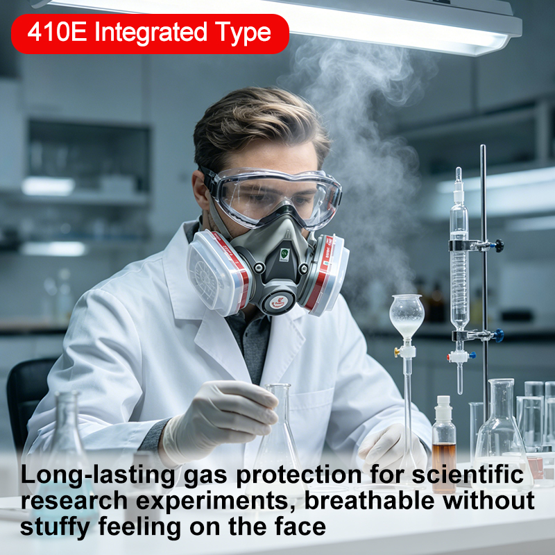 410E Self-Priming Filter Gas Respirator Half Face Mask with Integrated Goggles TPE Material GB2890-2022 EN140 Certified for Painting Chemical Dust Formaldehyde Benzene Protection