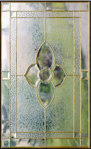 inlaid glass with clear tempered glass of brass caming 1"thickness