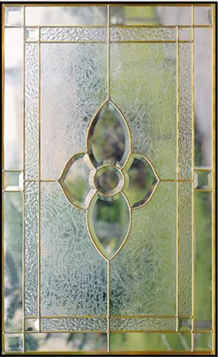 inlaid glass with clear tempered glass of brass caming 1thickness
