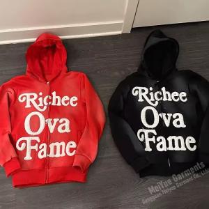 Customization OEM Plus Size Vintage Hoodies Acid Wash Black Hoodie 300 Grams
