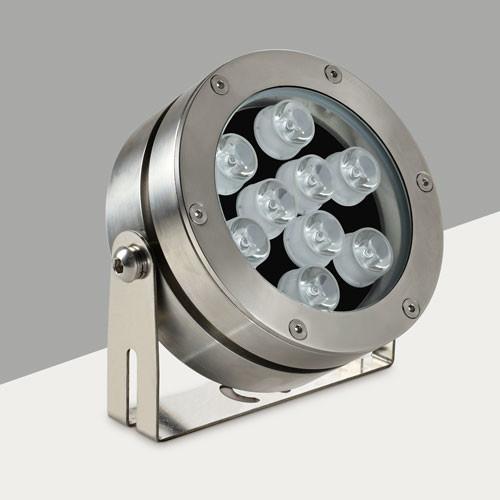 Luz subaquática de aço inoxidável do ponto do diodo emissor de luz de 24VDC 9*2W 316L com suporte ajustável 18W 1200LM