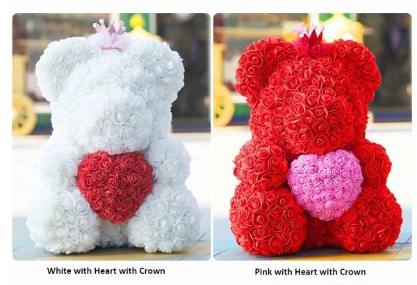 Preserved Flower Rose Teddy Bear PE for Valentines Day Gifts  Factory Price Artificial Flower Gaint Teddy Bear