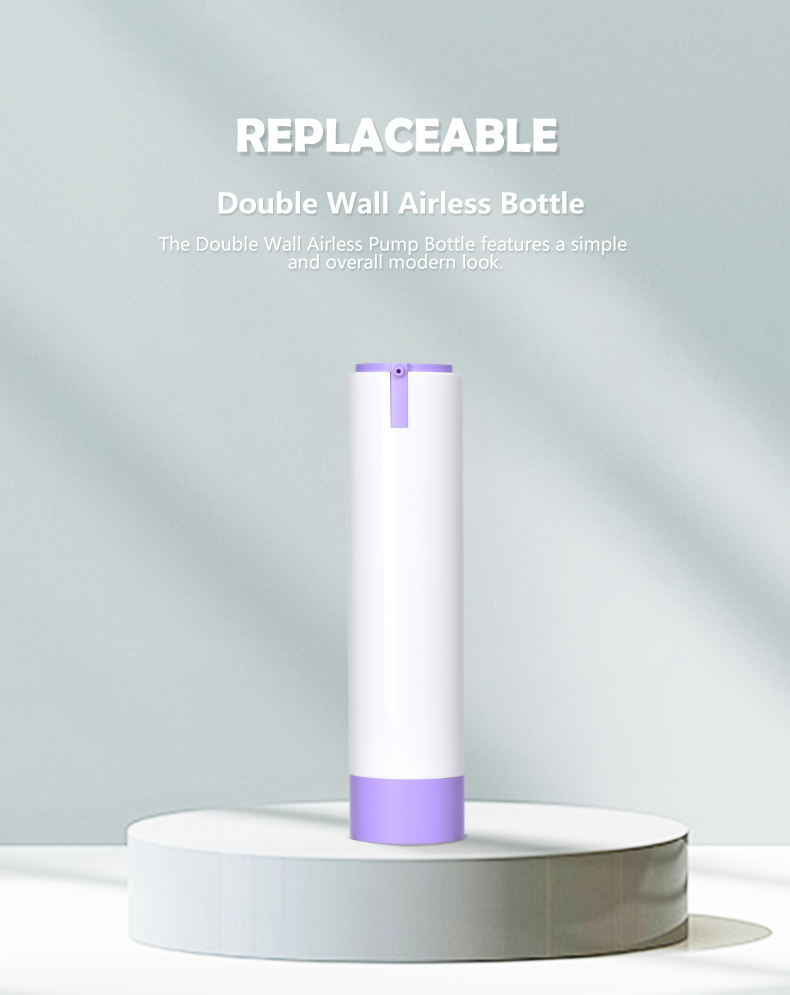 Recyclable Private Label 15ml 30ml 50ml  Round Shape Custom Pink Purple Color Airless ABS Lotion Bottle for Skincare Packaging