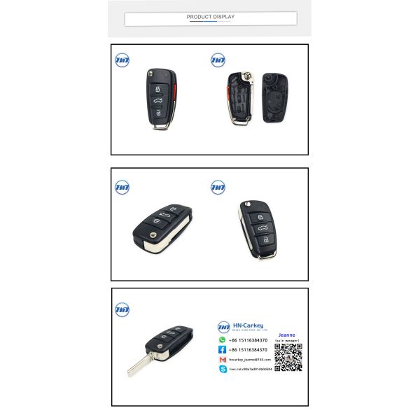 3+1 Buttons Filp Car Remote Key Case For Audi Black Color