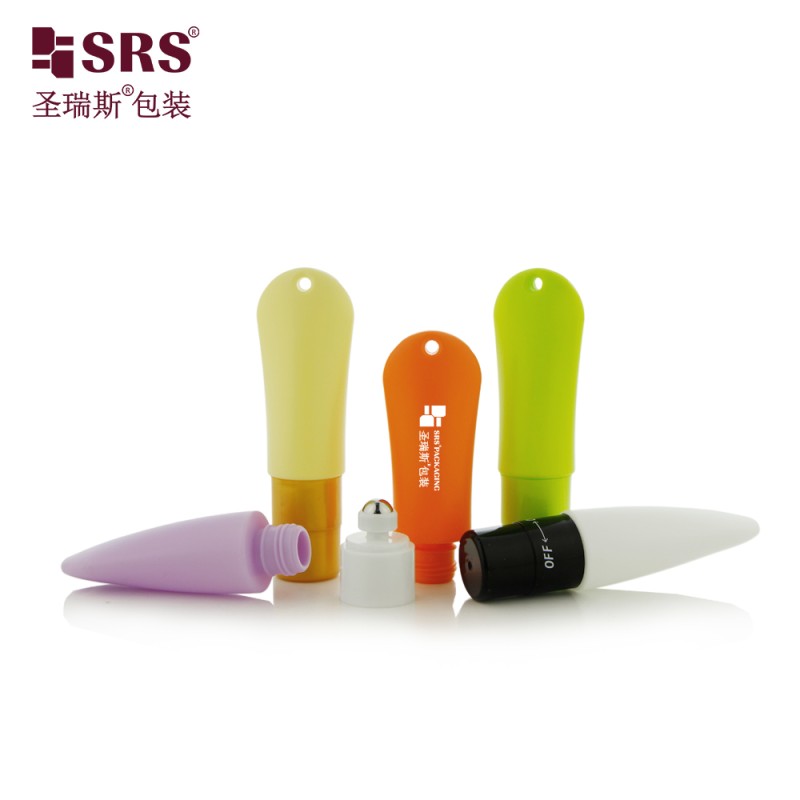20ml Custom Oval Plastic Roll on Bottle With on OFF Switch Stainless Steel Roller Ball Empty Perfume Essential Oil Packaging