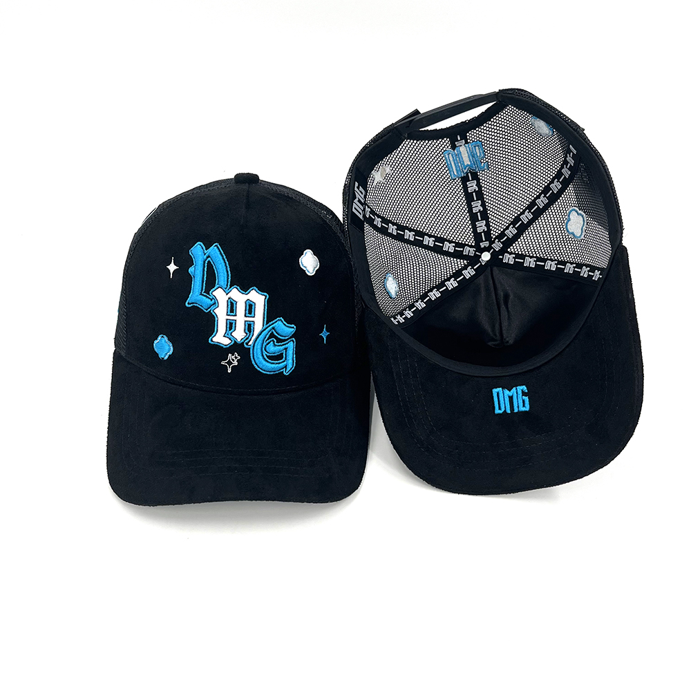 Rhinestone Baseball Hat Custom Suede Outdoor Trucker 3D Puff Embroidery Custom Tag