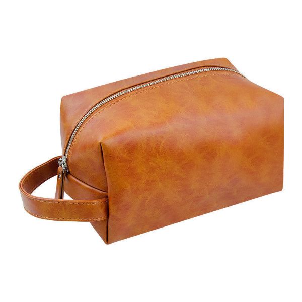 Large Capacity Vintage PU Leather Toiletry Bag Men Women Travel Essentials Organizer