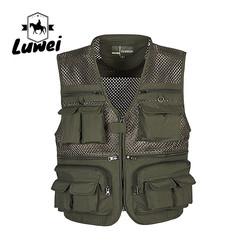 Summer Designer Casual Biker Multi-pocket Mesh Utility Breathable Sleeveless Fishing Plus Size Men's Vests & Waistcoats