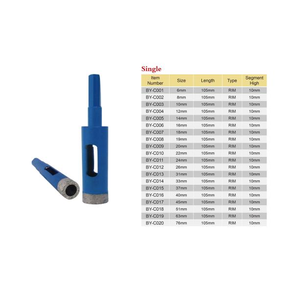 6mm To 76mm Diamond Drill Core Bit 5 Inch Dry Core Bit