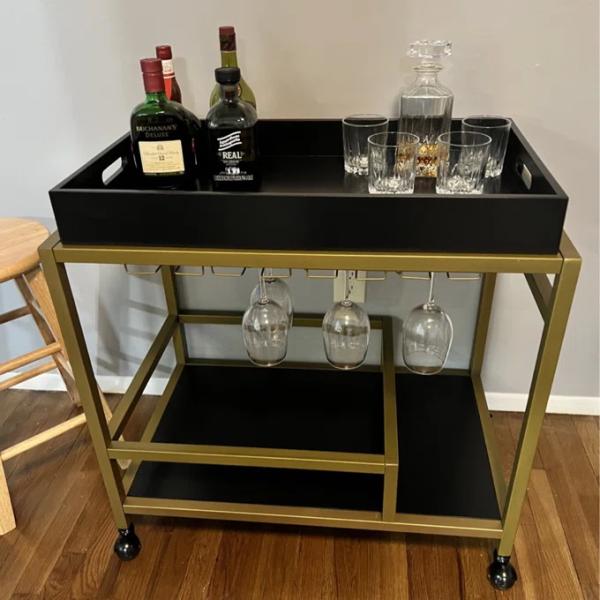 Brass Wine Drink Bar Cart Restaurant Serving Trolley Customized