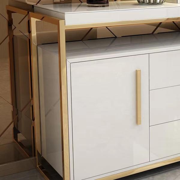 Modern Marble Sideboard Cabinet Stainless Steel Paint Customization
