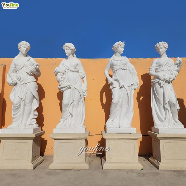 Custom Elegant Hand Carved Four Season Goddesses Marble Statue Sculpture