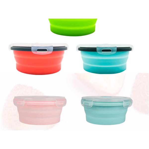 Collapsible Folding Silicone Box Set for Microwave Safe Food Storage Blue