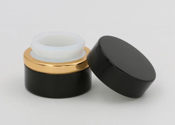 20ml frascos cosméticos de vidro, recipientes cosméticos de vidro pretos herméticos de alumínio