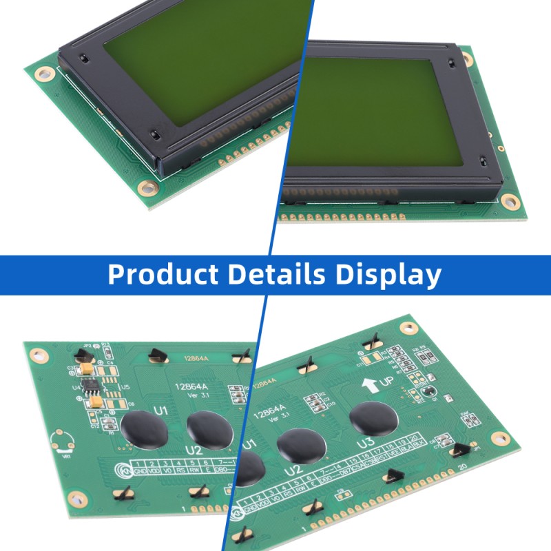 Yellow Green Film 12864A 20PIN SBN0064 Controller Parallel Port For Arduino 128X64 Graphics LCD