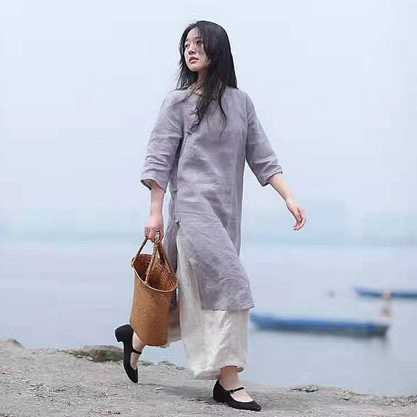 Платье Cheongsam одежд белья хлопка готовое этнический стиль XS-5XL