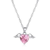 S925 Sterling Silver Love Wings Necklace Women Heart Zircon Collarbone Chain Jewelry
