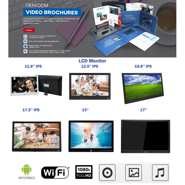 Lithium Battery Lcd Video Card , LCD Business Card 8GB 90*54MM USB Support AVI Video