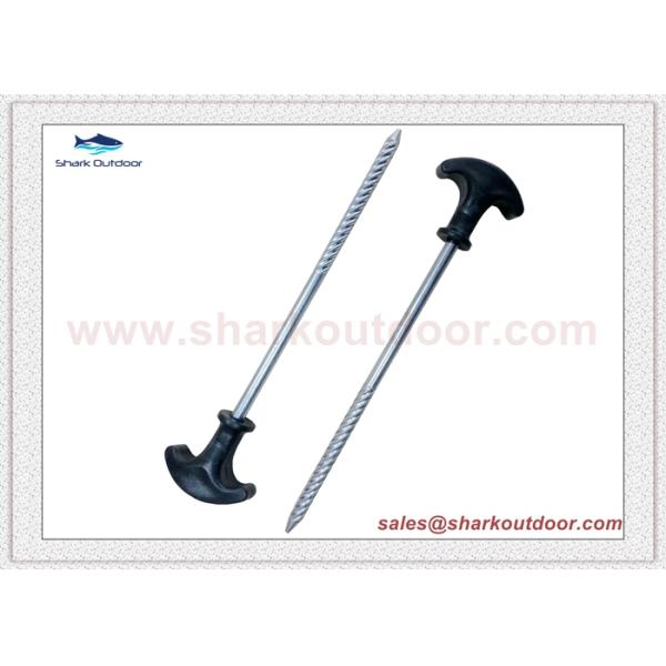 Heavy duty galvanized steel screw tent peg stake with plastic head for outdoor camping