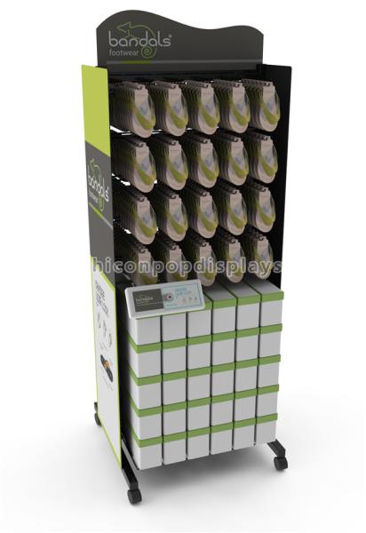 Retail Shop Flooring Display Stands Promotional Movable Metal Shoe Display Stand
