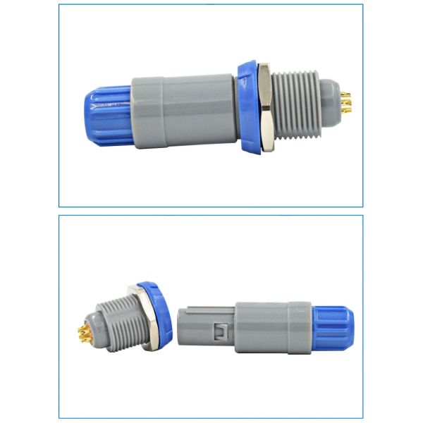 Monitor Blood Oxygen 6-Pin Double-Slot 40-Degree Circular Medical Waterproof Connector Plug Socket Gray/Blue 3-Year Shelf Life