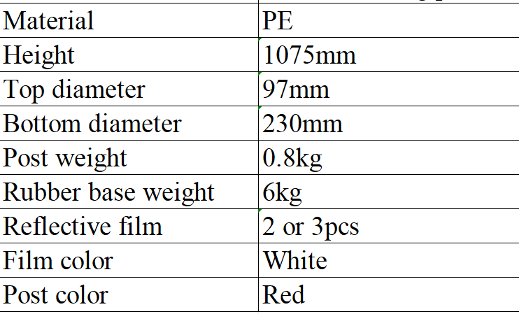 PE Material Traffic Post with Base and T-Top Delineator Bollard for Highway Road Safety