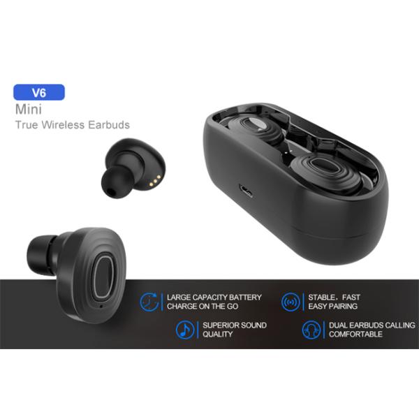 Black Color 50mAH True Wireless Stereo Headphones With Heavy Bass
