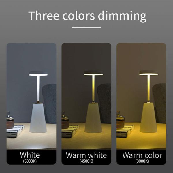 Metal Rechargeable Led Table Lamp , Three Color Dimming Table Lamp 3000K 4500K 6000K