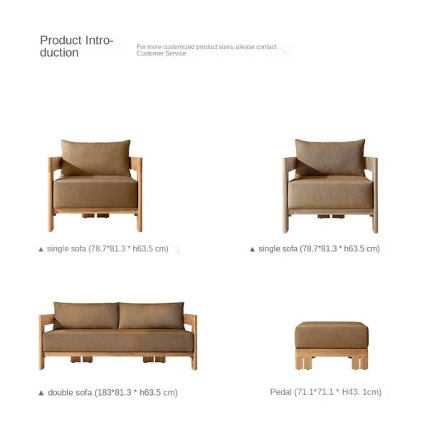 Nordic Morden Teak Wood Garden Sofa And Table Leisure Chair Set Outdoor Furniture