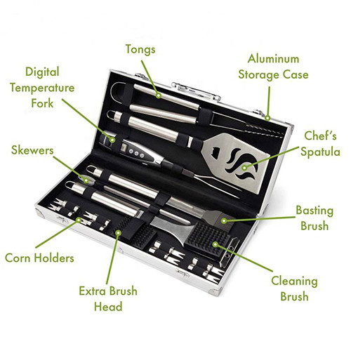 20pcs Barbecue Cooking Utensils Essential BBQ Barbeque Grill Accessories Tools 17.3