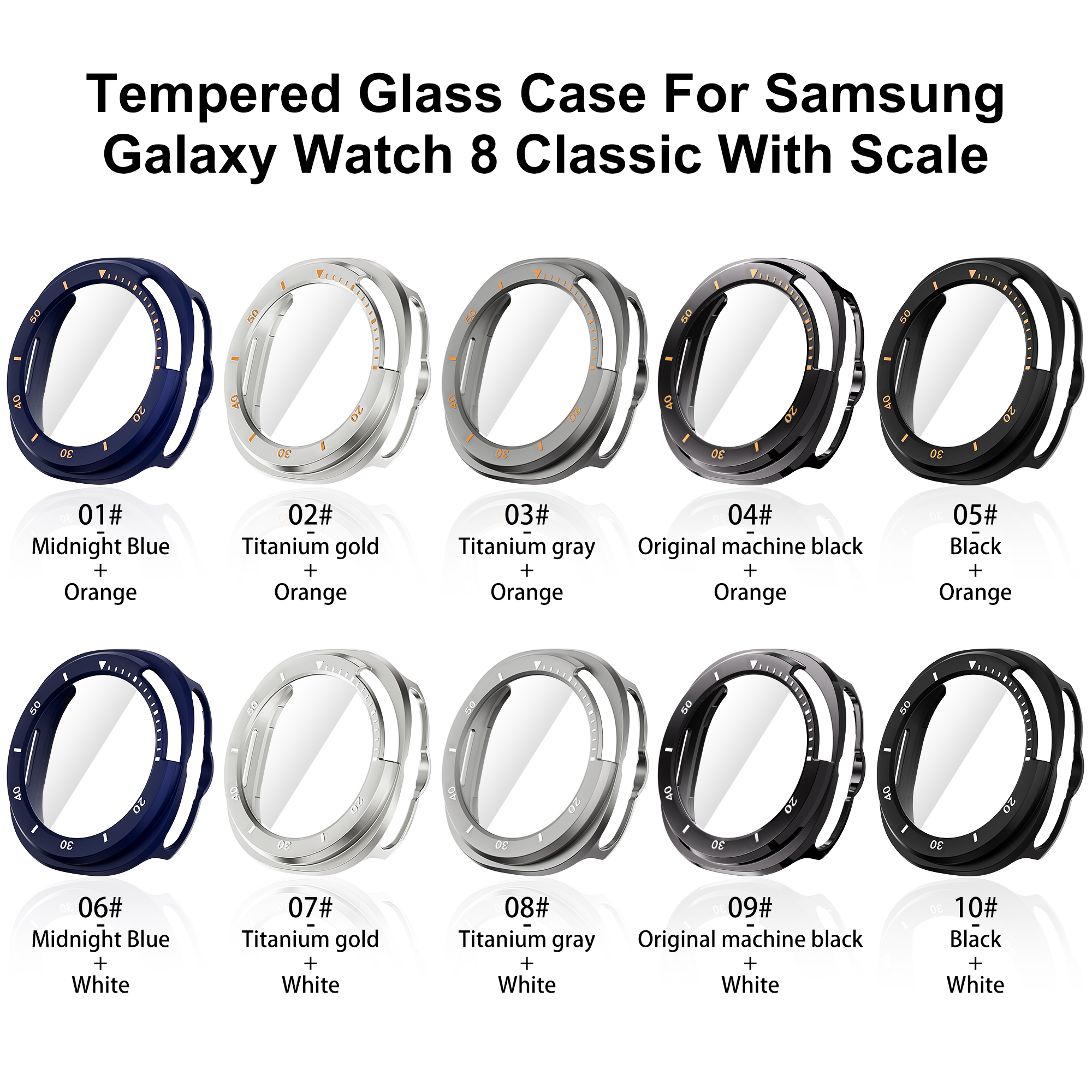 Integrated Tempered Glass Case for Samsung Galaxy Watch 8 Classic With Scale Watch Cover Case Accessories